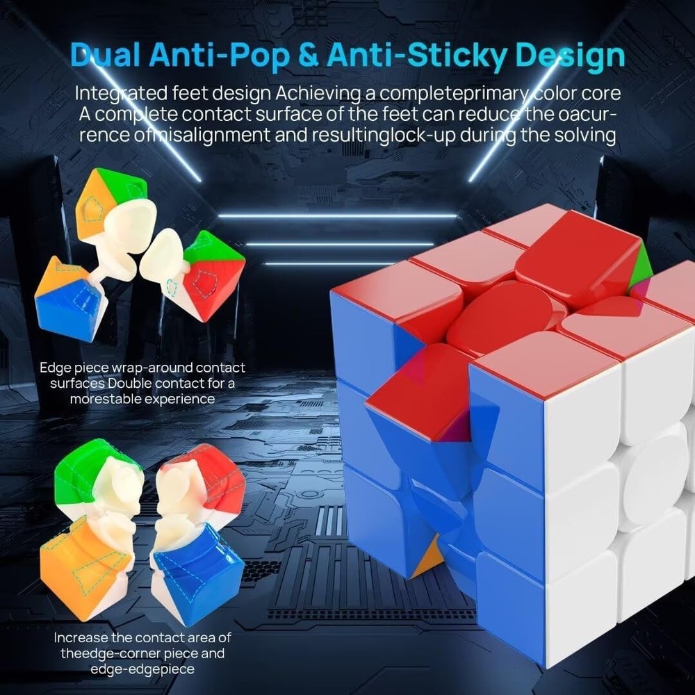 Magnetic Speed Cube 3x3 Stickerless - Professional Competition Cube with 24 Stro