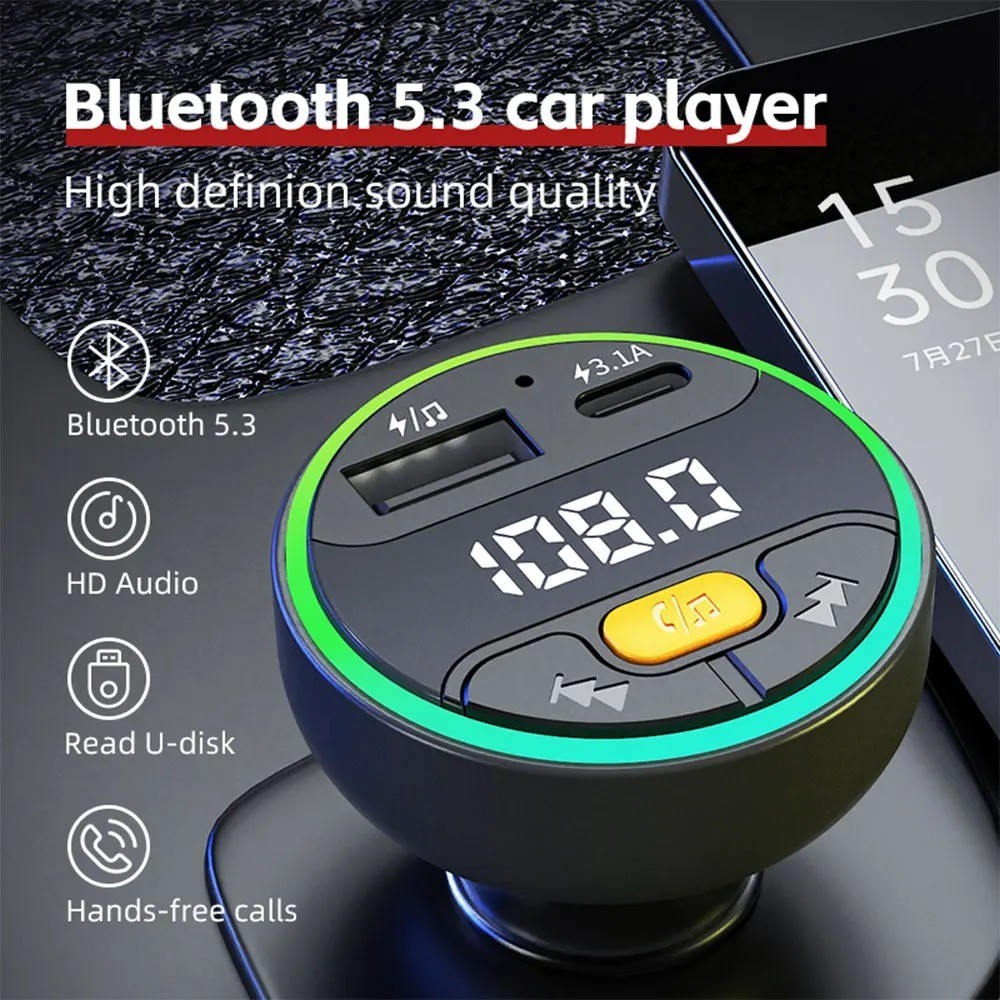 FM Bluetooth 5.3 Transmitter For Vehicle With USB Charging