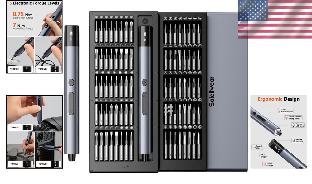 Precision Electric Screwdriver Set with 80 Bits - Perfect for Electronics Repair