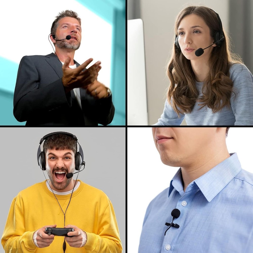 24 Pack Mini Foam Windscreen for Headset Microphone Black