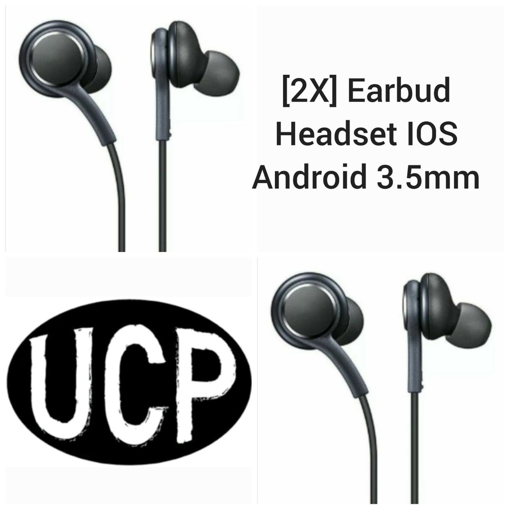 2X Stereo In-Ear Earbuds Headset Headphone Earphone Universal iOS Android Black