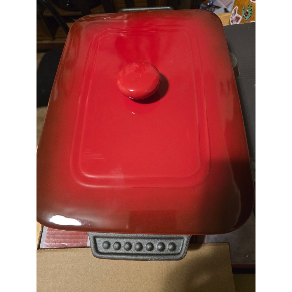 Parini Cookware Red Ombre Rectangle Baker Non-Stick Ceramic Casserole Dish Lid