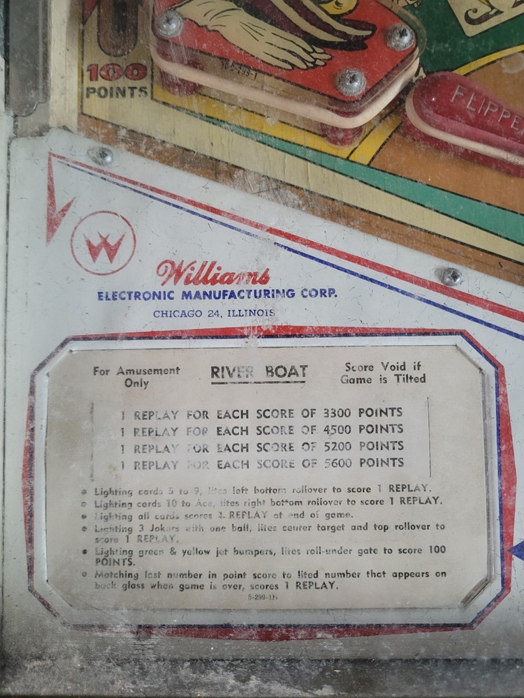 River Boat Williams 1964 Pinball Machine