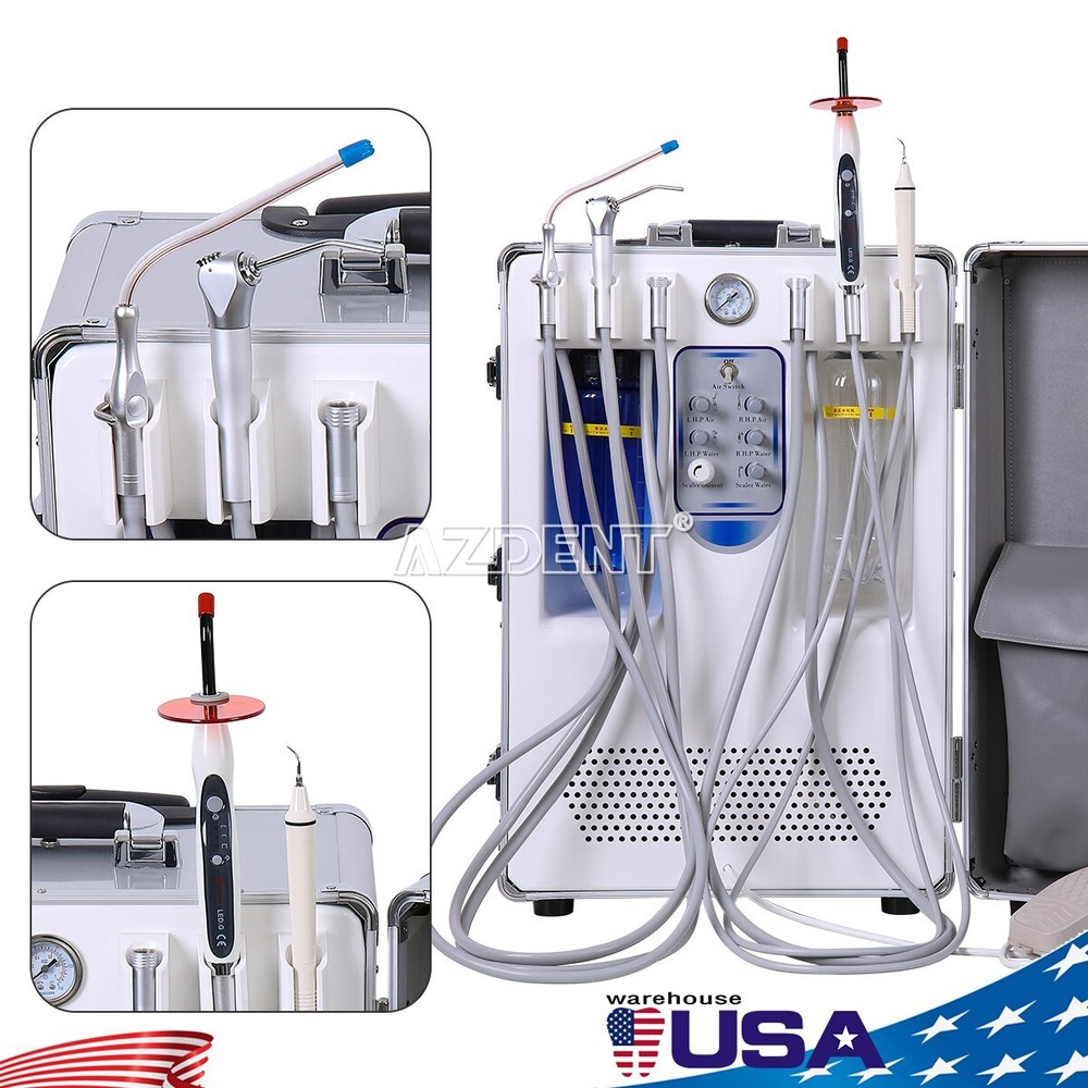 Dental Portable Mobile Delivery Unit System Air Compressor Curing Light Scaler