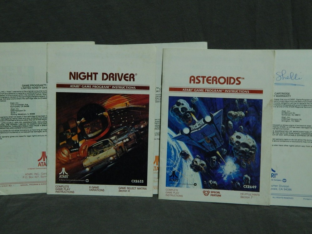 Atari Game Program Instruction Manuals (LOT of 5) Pac-Man + Night Driver +