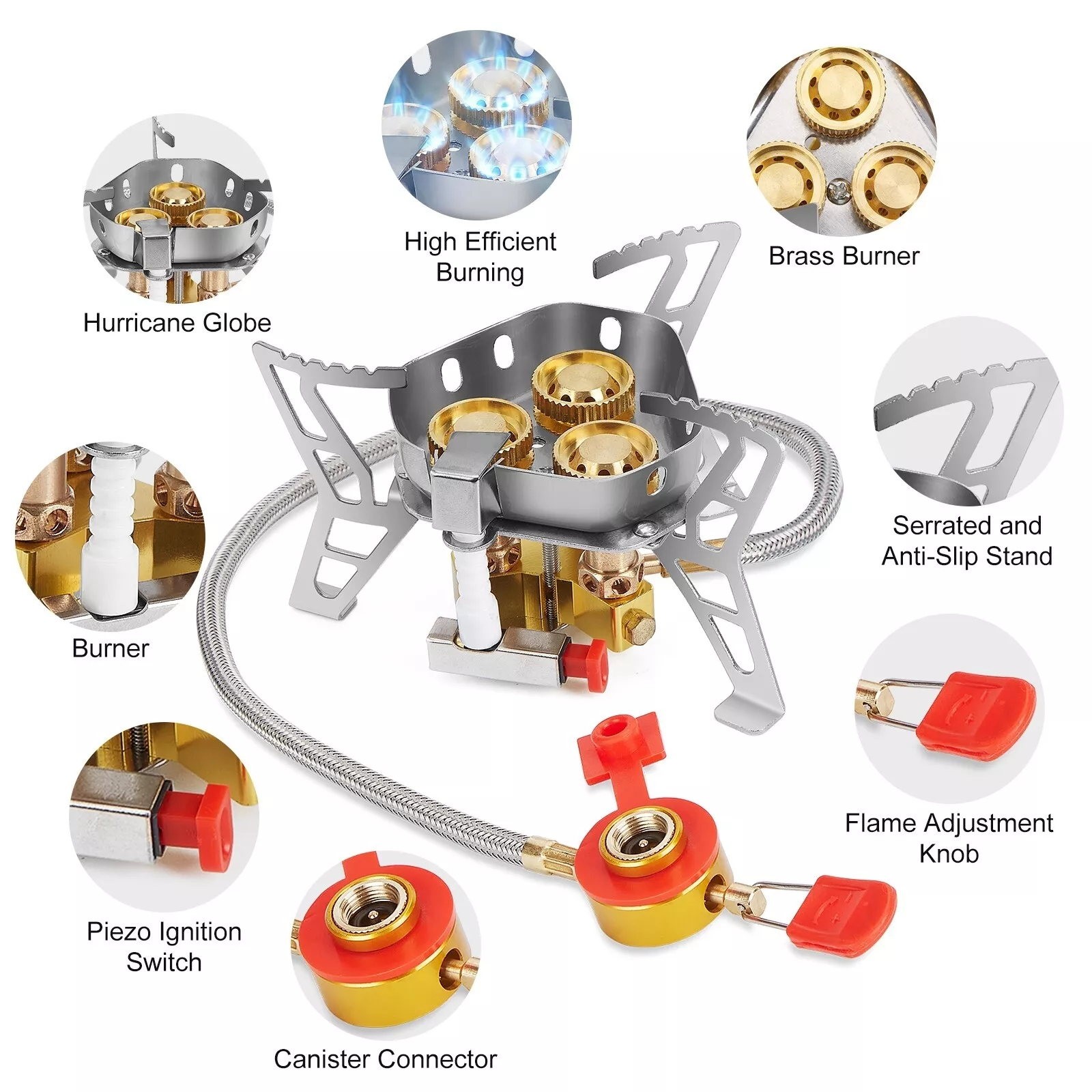 New 6800W Aluminum Alloy Outdoor Tourist Foldable Windproof Camping Gas Stove