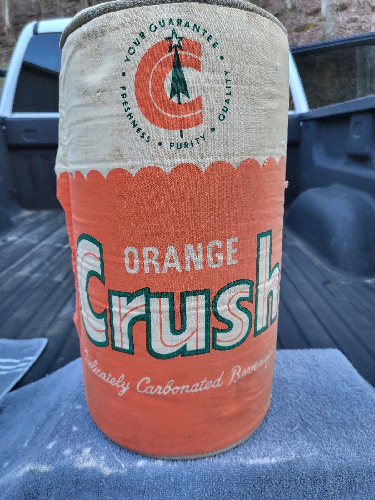 Orange Crush Pillow Can Advertising Sign, NOT FLANGE.