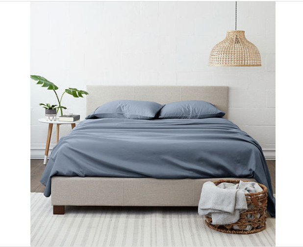 4-Piece Solid Stone Microfiber King Bed Sheet Set