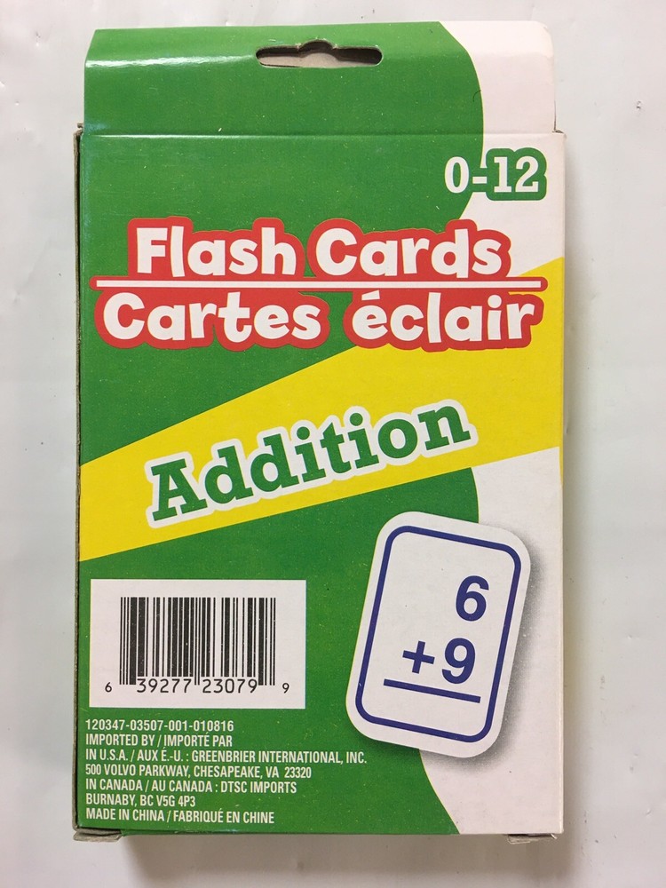 New Teaching Tree Math ADDITION Flash Cards for Numbers 0-12 Includes 52 Cards