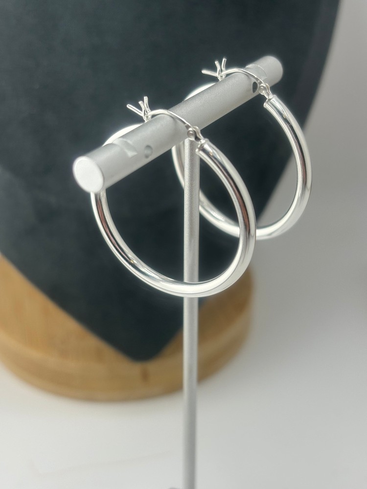 35mm Sterling Silver Hoop Earrings