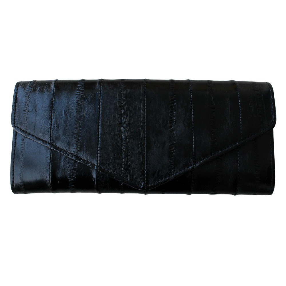 Genuine Eel Skin Leather Button Wallet Purse