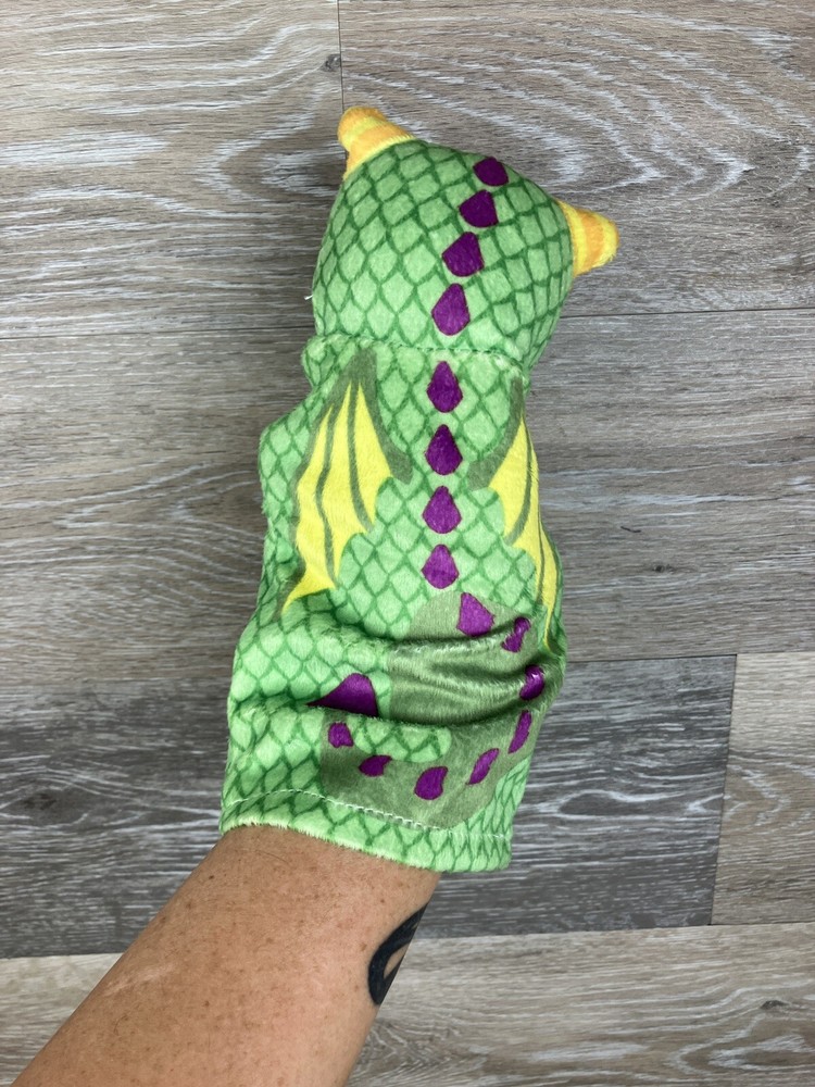 Dragon Hand Puppet Green 9” Long