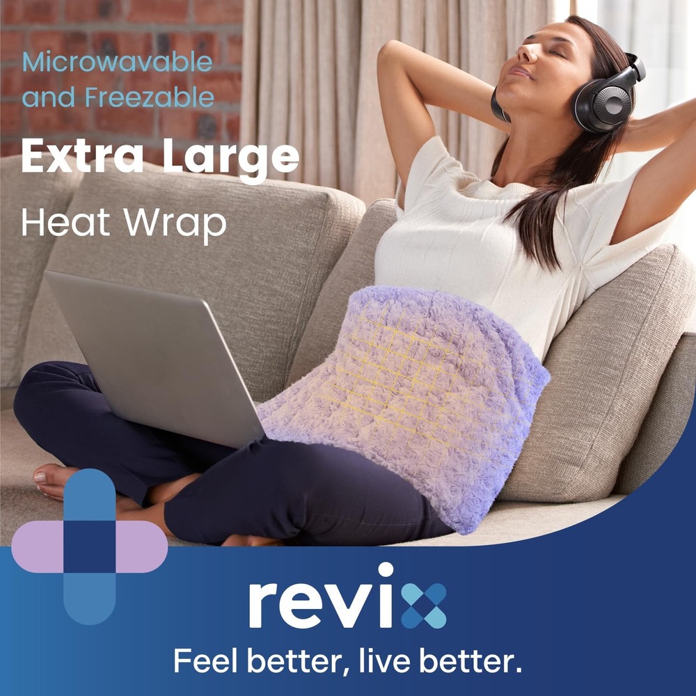 REVIX Extra Large Heating Pad Microwavable for Back with Moist Large, Purple