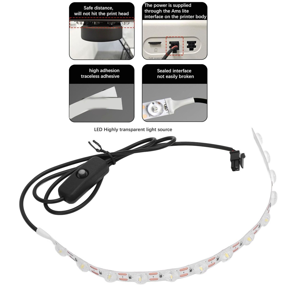 Super Bright 3D Printer LED Light Strip For A1 Easy To Use
