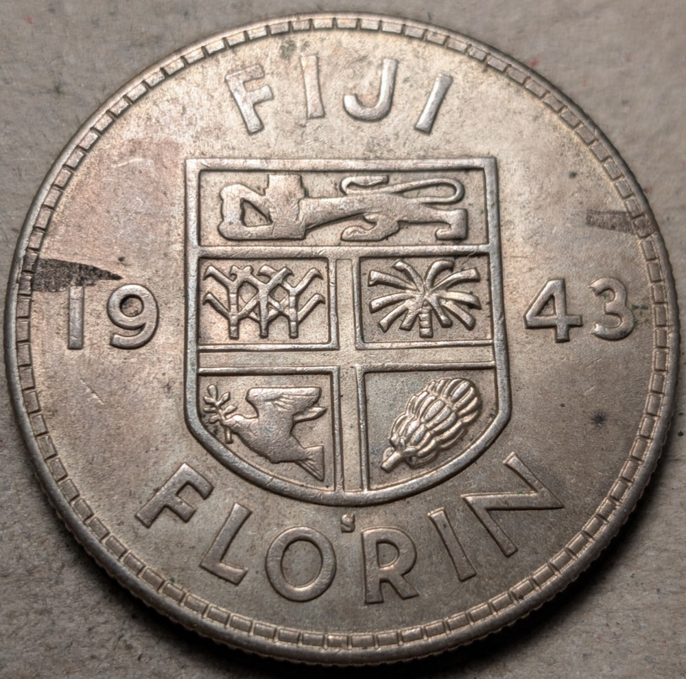 Fiji 1 florin 1943 silver