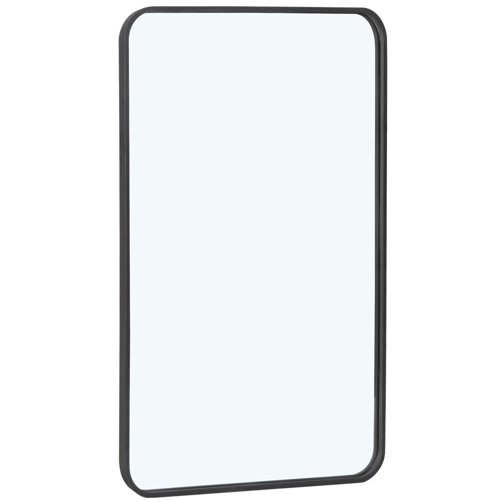 Rectangular Wall Mirror 24'' × 36'' Metal Black Frame Suit for Bedroom Bathroom