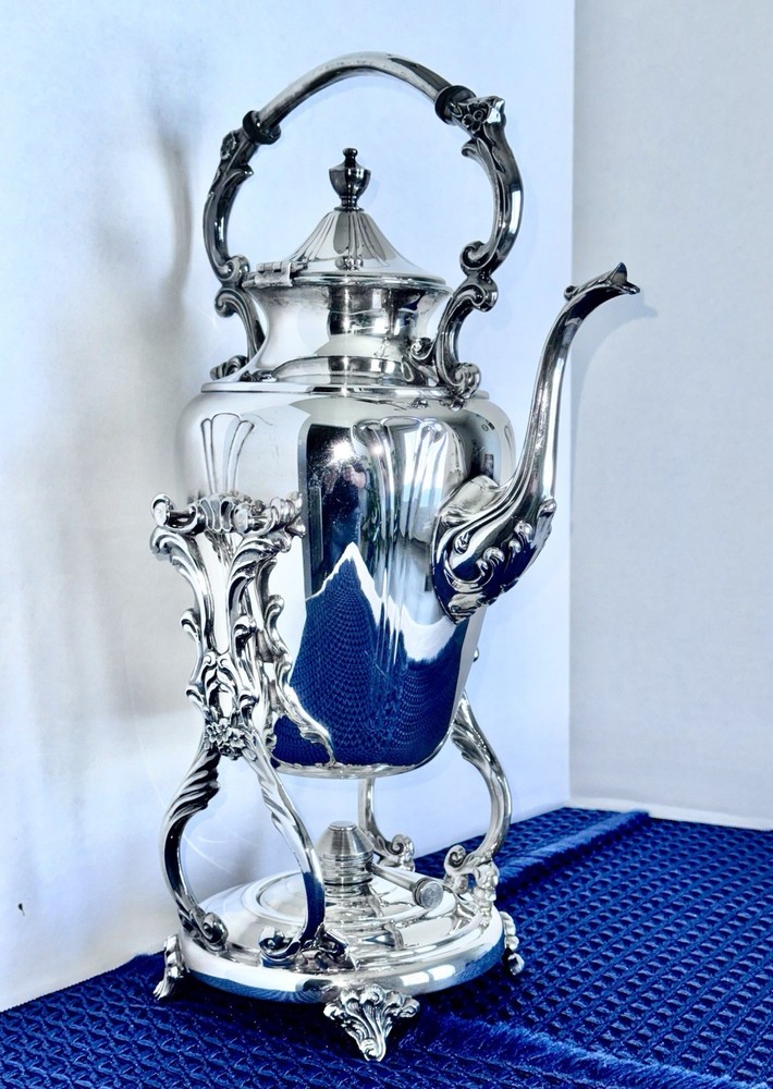Sheridan Silverplate Tilting Teapot Samovar Stand with Burner Coffee Server
