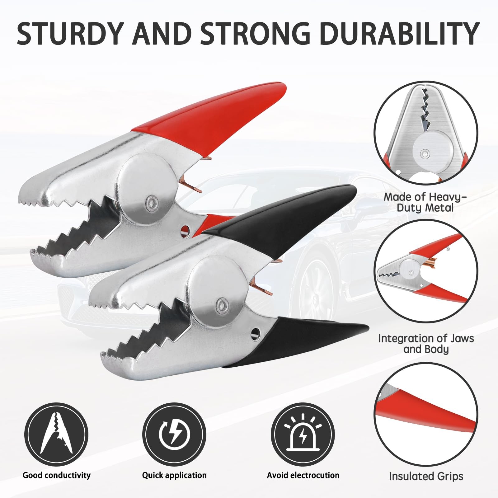 4 PCS Jumper Cable Clamps Heavy Duty, Battery Clamps 1100A Jumper Cable Ends,