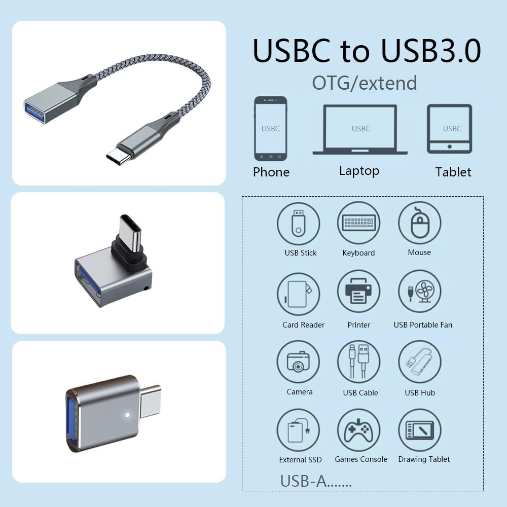 3Pcs Upgraded USB C to Adapter, High-Speed Data Transfer, grey