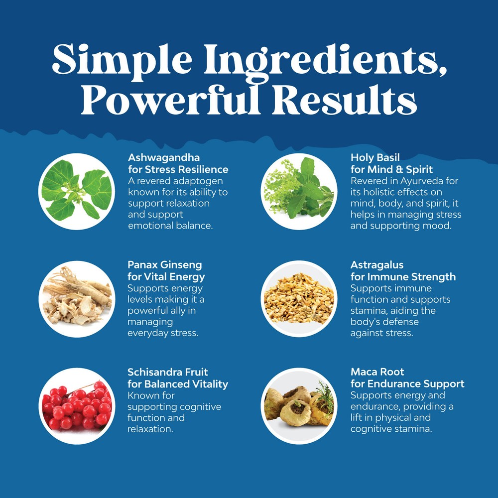 Herbal Adaptogen Mood Support Supplement - Calming Adaptogens Supplement 60ct