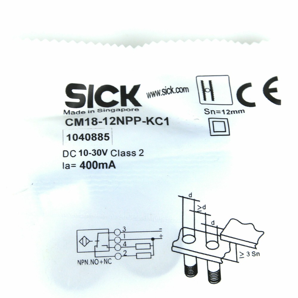 NEW SICK CM18-12NPP-KC1 CYLINDRICAL THREADED CAPACITIVE PROXIMITY SWITCH SENSOR