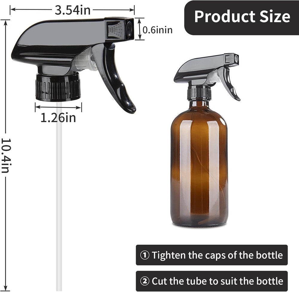 Durable Black Trigger Sprayers with Adjustable Mist Stream for Home & Office