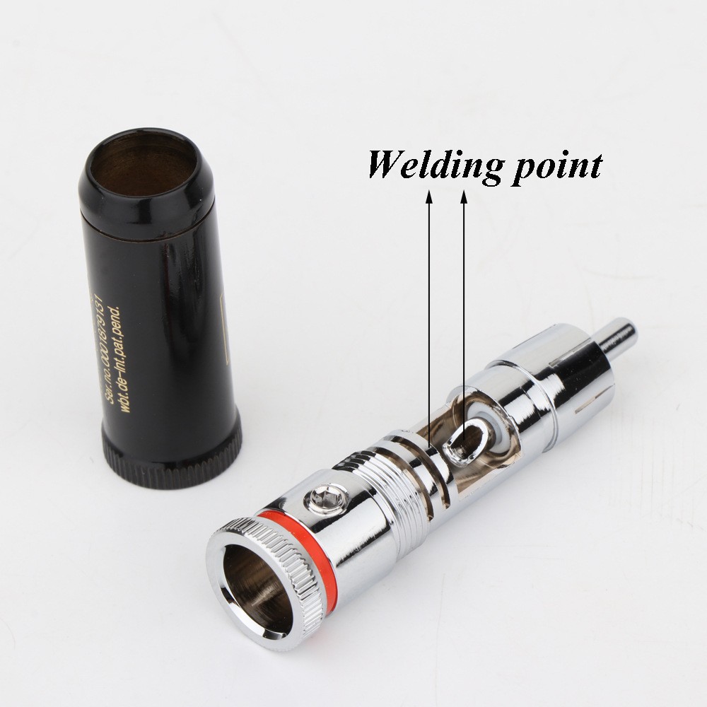 4Pcs Rhodium Plated WBT-0102 RCA Plug Terminal Socket Audio Interconnect Cable