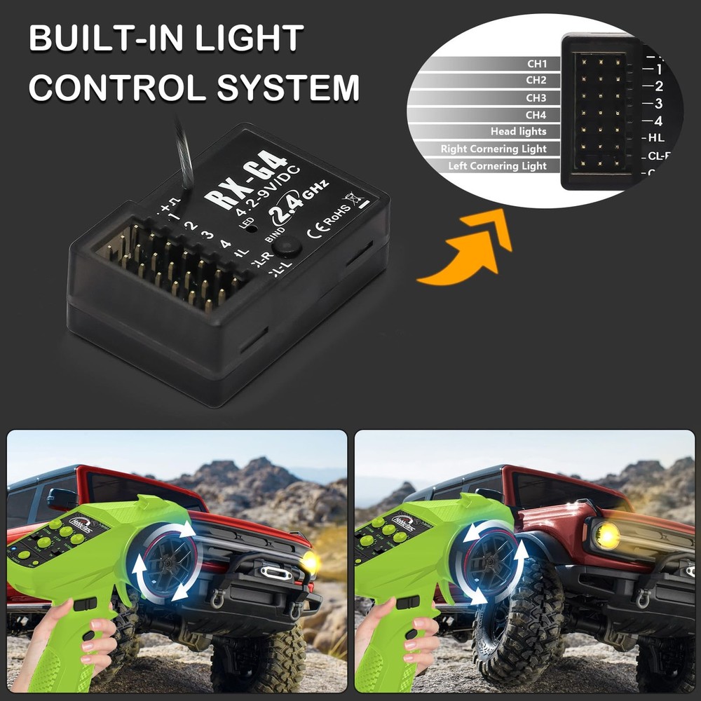 Hobby Fans RC Radio System 4CH 2.4G Transmitter with Green & Black