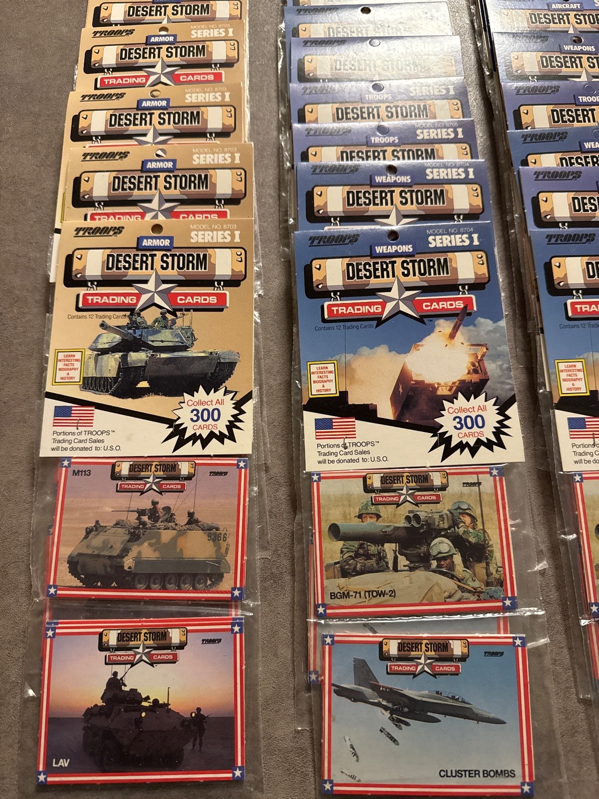 troops Desert Storm Trading Cards 37 sealed packs. w/box