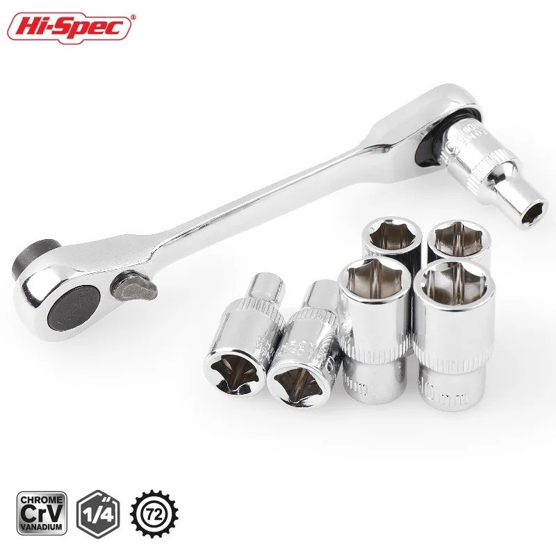 1/4" Mini Double-Ended Quick Socket Ratchet Wrench Rod Screwdriver Bit Tools.