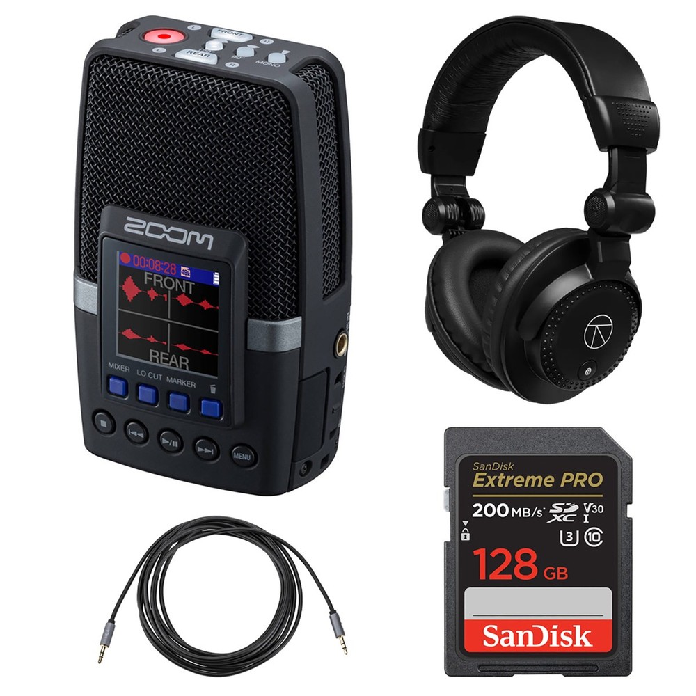 Zoom H2essential Multi-Mic 32-Bit Float Handy Recorder, Bundle with TAPH100 Head