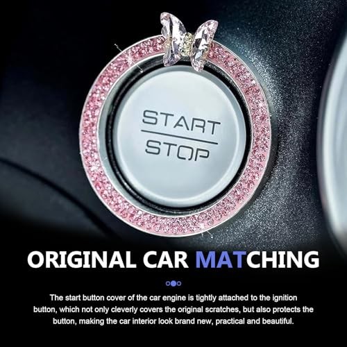 Bling Car Engine Start Stop Decoration Ring, Crystal One-Button Start 1 PC Pink