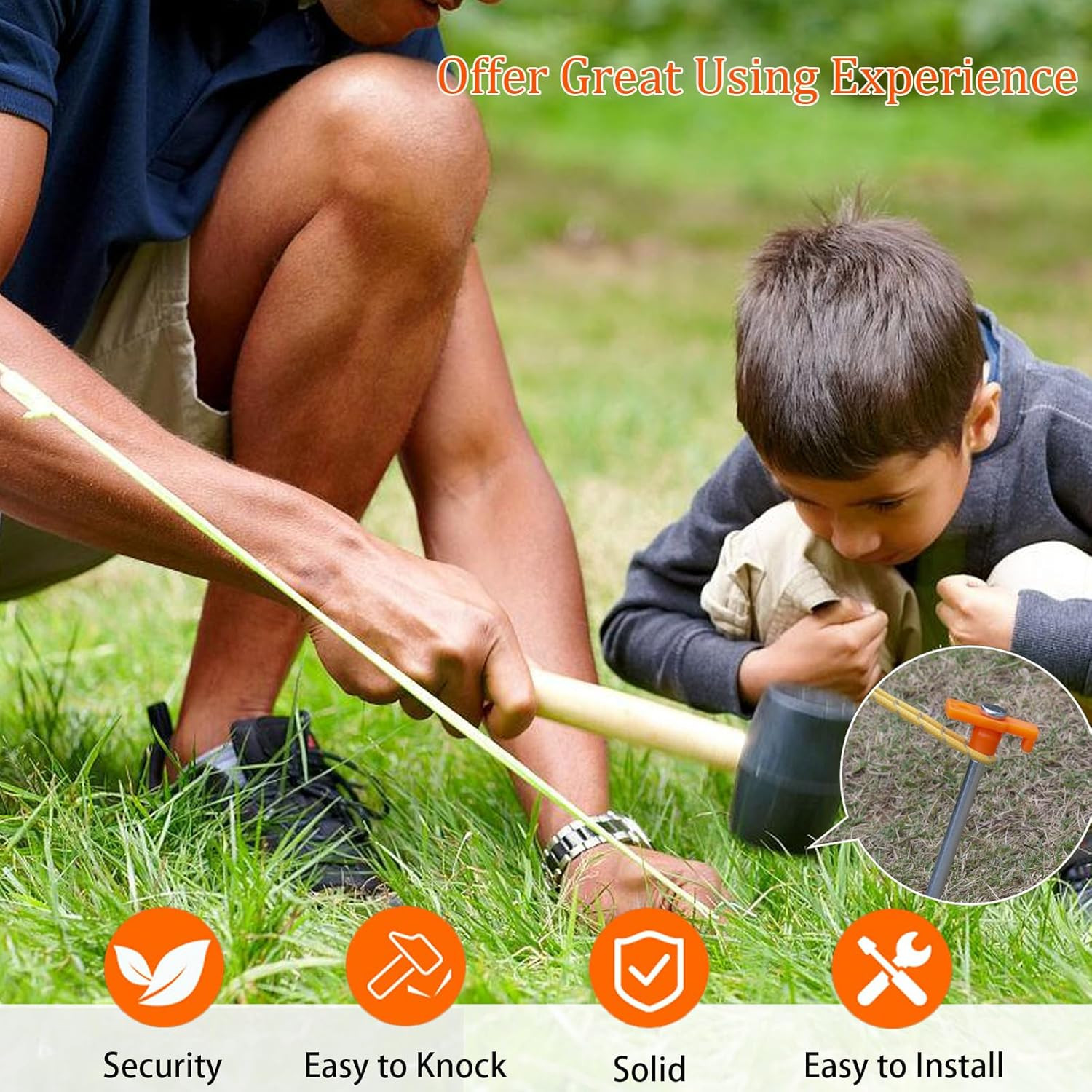 10-Pack 8" Heavy Duty Screw in Tent Stakes, Drill-In Non-Rust Ground Anchor Pegs