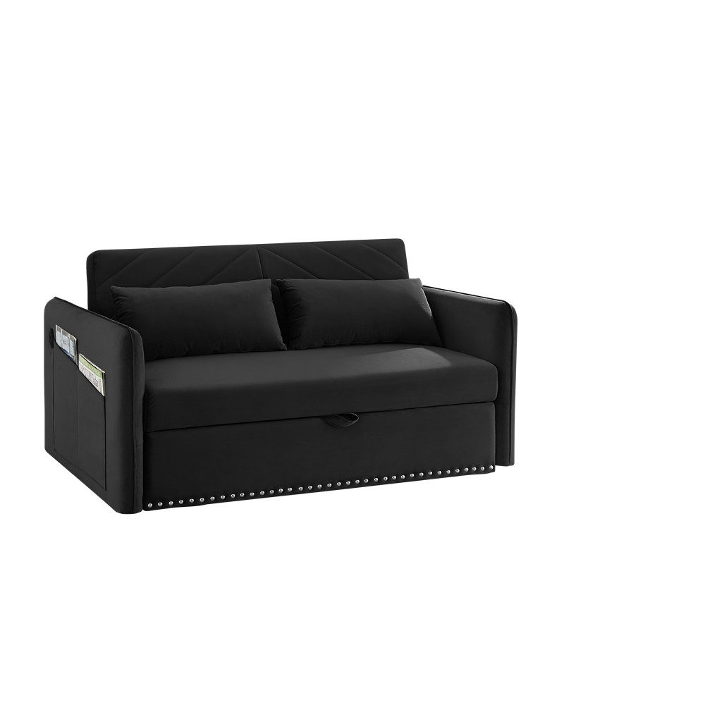 3-in-1 Sleeper Sofa Bed Adjustable sleeper with pull-out bed w/USB Port & Pillow