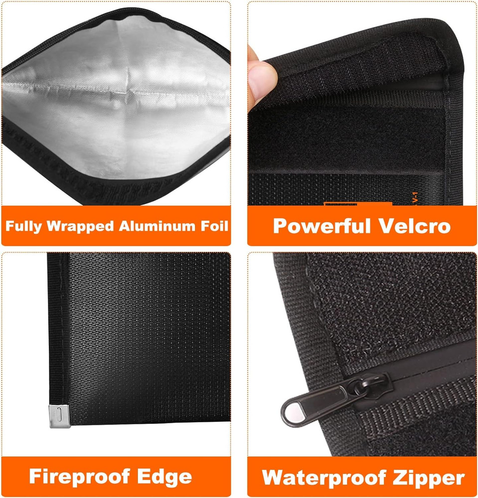 Small Fireproof Document Bag (8X5", External Size), 2-Pack Fireproof Money Bag f