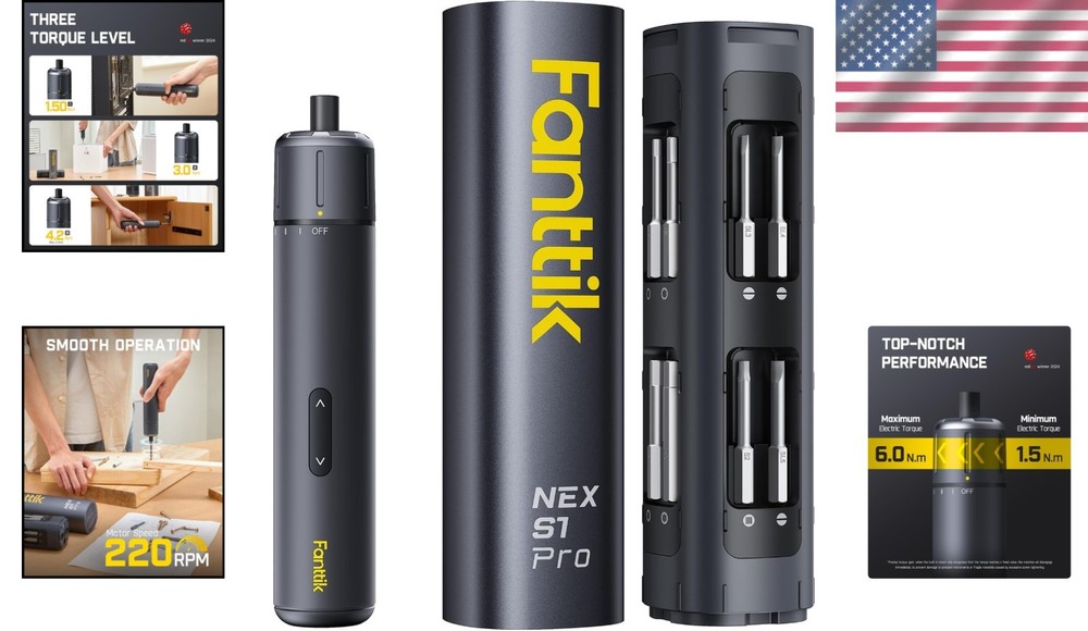 Pro Electric Screwdriver 16 S2 Bits 3 Torque 6Nm 2000mAh LED Case