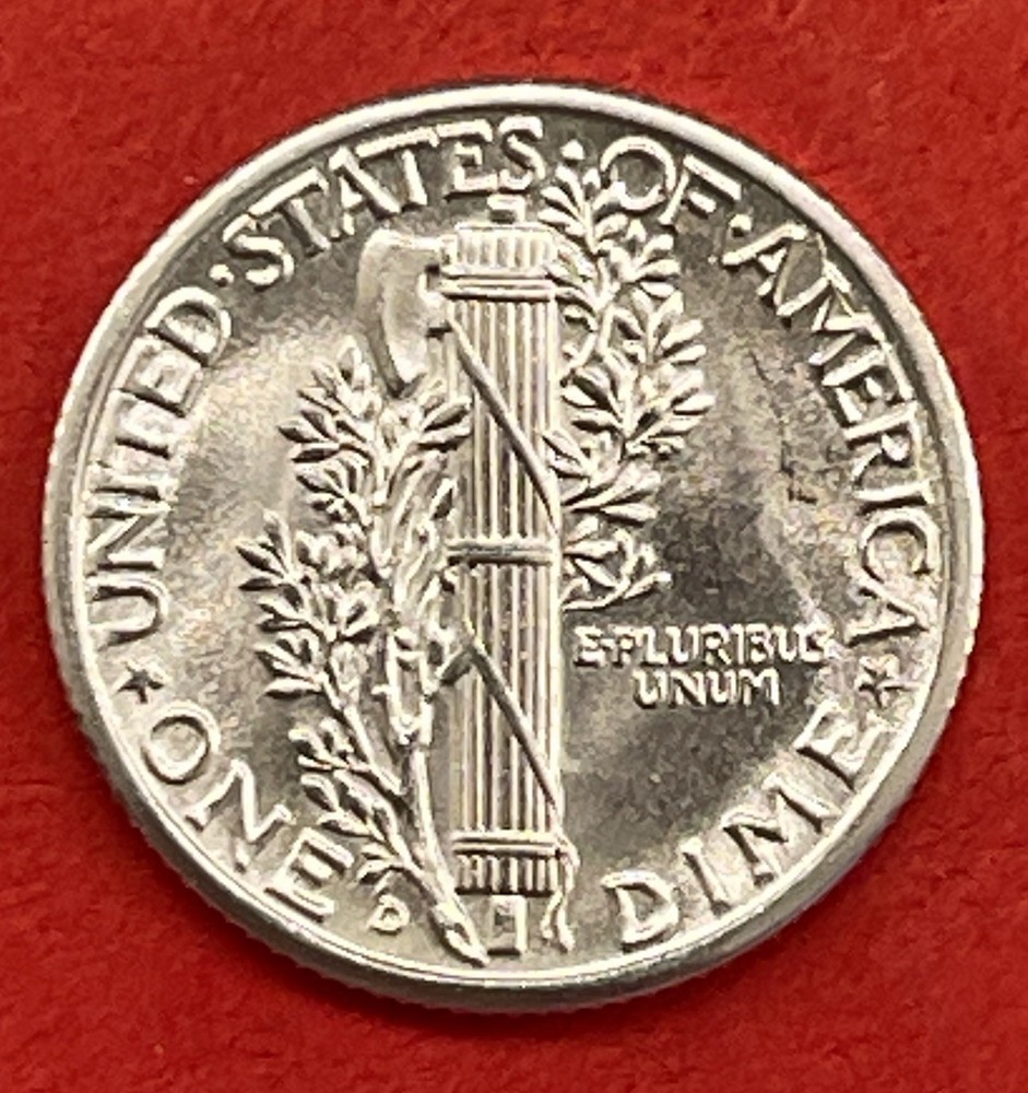 1942 D Mercury Silver Dime, Gem Uncirculated, FSB.