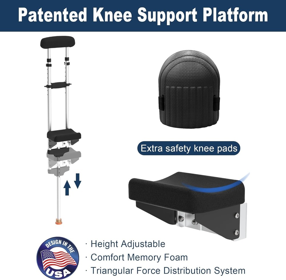 Adjustable Knee Support Crutch, No-Slip Kneepad