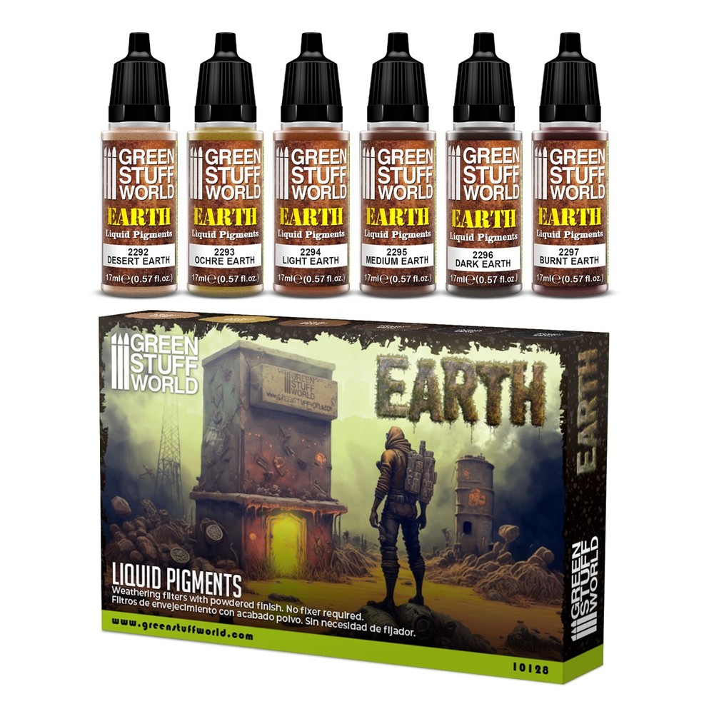 Liquid Pigments Set - Earth - Airbrush Brush