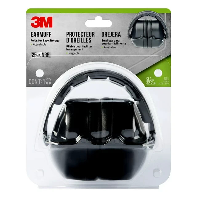 3M Lawn & Garden Folding Earmuff, 90563, Black 2 Pack
