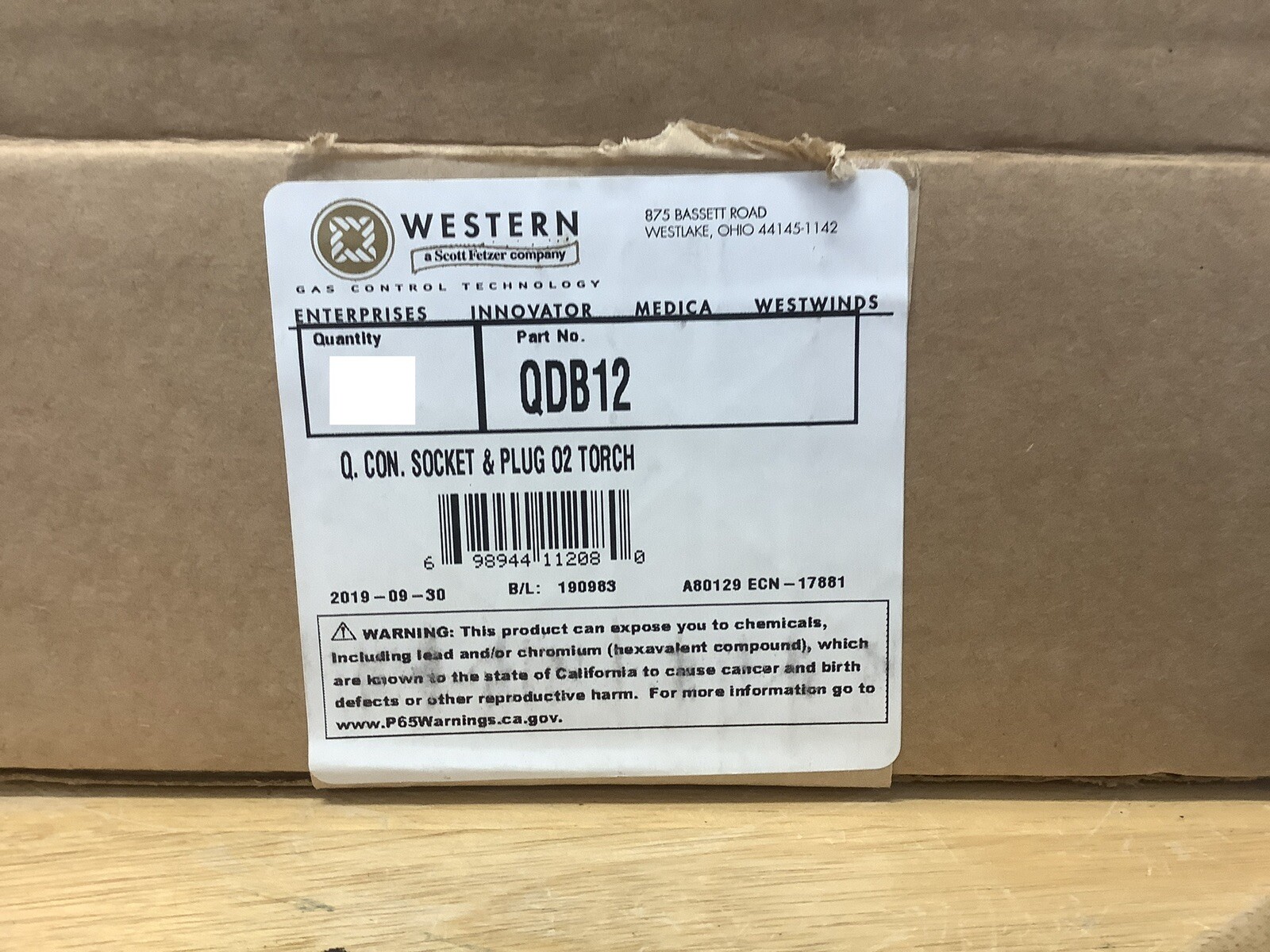 Western QDB12 Torch to Hose Oxygen Quick Connects