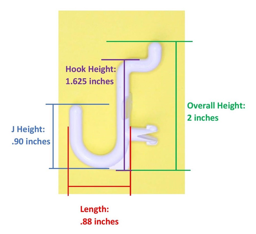 Plastic White J Hook Peg Board Hook Kit Tool Storage Craft Hooks Pick A Pack