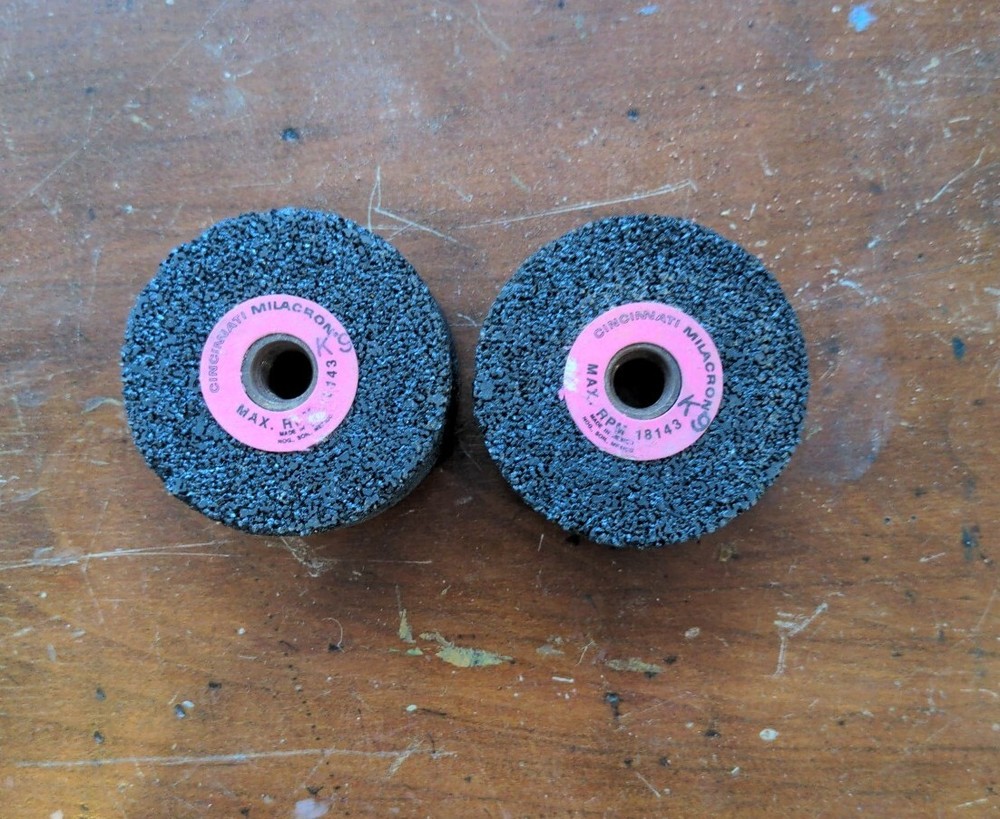 2 CINCINNATI MILACRON 2" GRINDING WHEEL 3/8 THREAD HOLE *