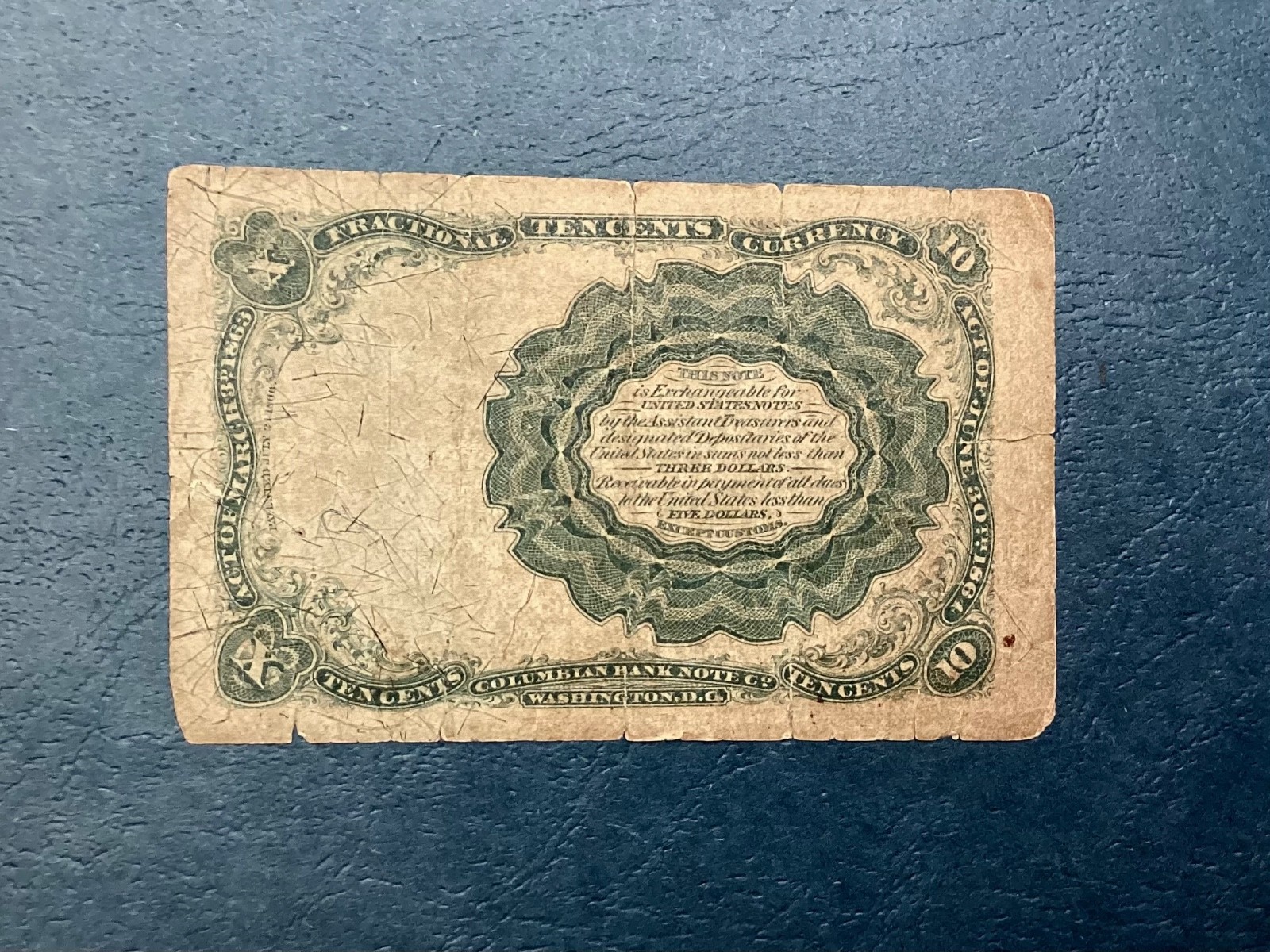 ~ FR 1266 - TEN 10 CENTS FIFTH / 5TH ISSUE FRACTIONAL CURRENCY NOTE - MEREDITH