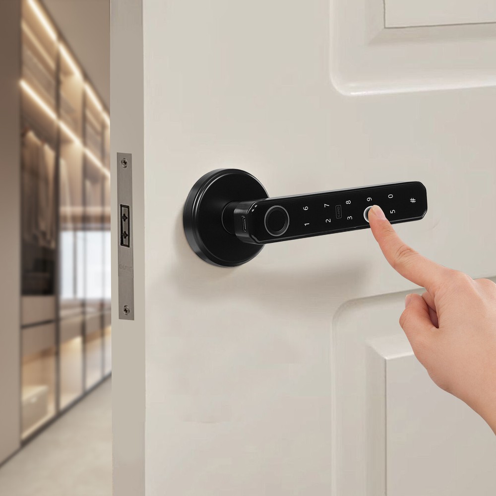 Electronic Handle Door Lock Fingerprint Biometric Smart Digital Keypad Code Lock