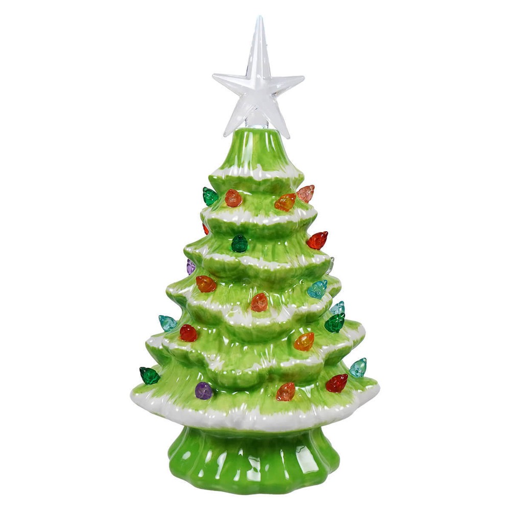 Lighted Green Ceramic Christmas Tree