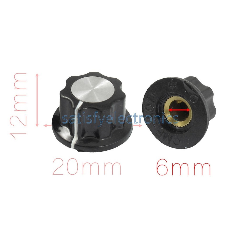 5pcs Adjustable Turn 16mm Top 6mm Shaft Insert Dia Potentiometer Rotary Knobs