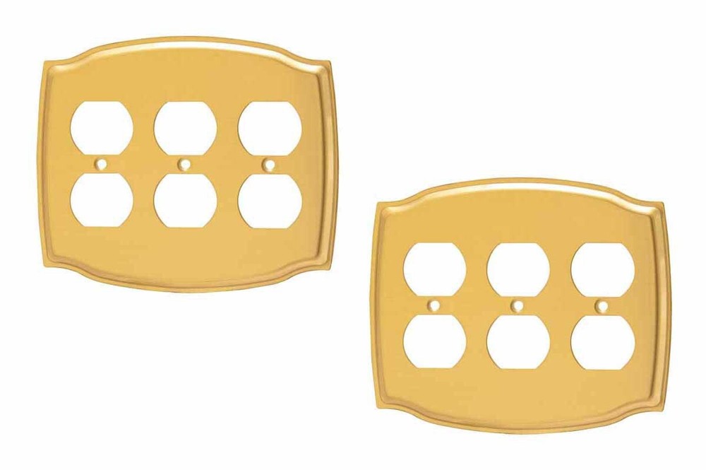 2 Switchplate Bright Solid Brass Triple Outlet | Renovator's Supply