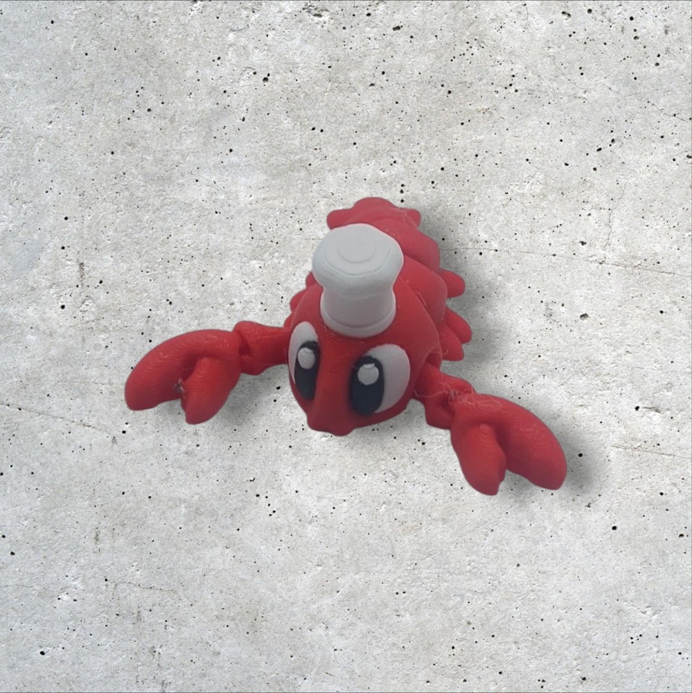 3D Printed Jiggle Pet Chef Hat Lobster