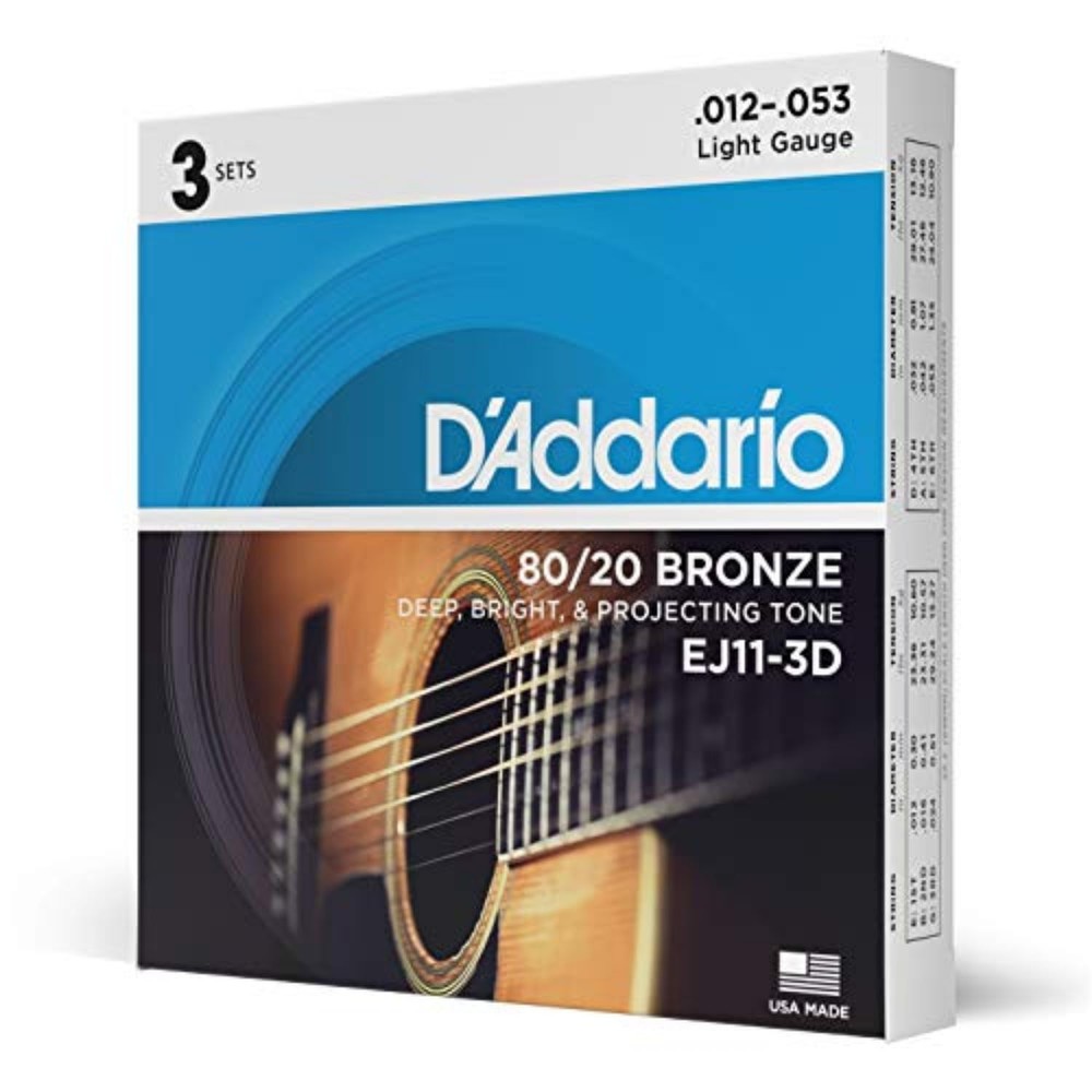 Acoustic Guitar Strings, 80/20 Bronze, EJ113D, Light Gauge 1253, 6String Set,...